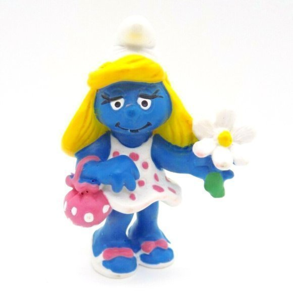Smurfette with‎ Flowers & Pink Purse - 93 Peyo Germany